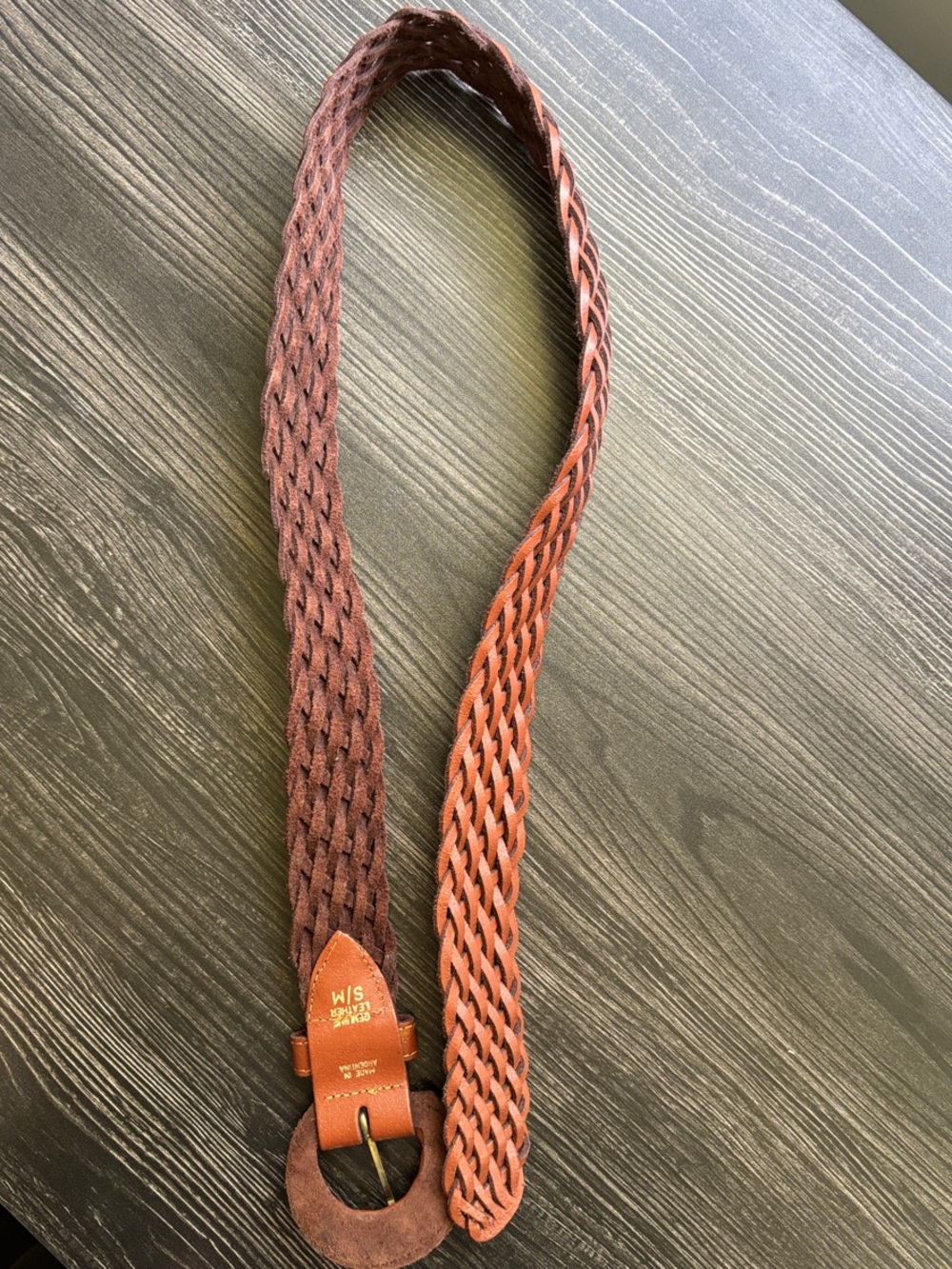 Women's Braided Leather Belt. Size S/M. Brown. Made in Argentina. SKU 21. - Picture 5 of 6